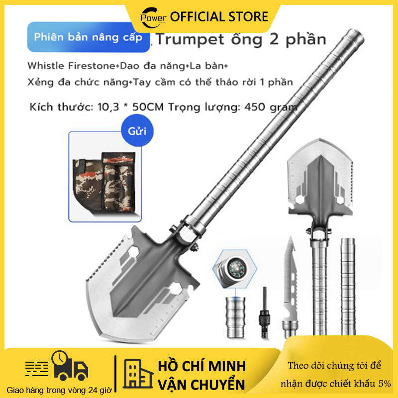 Bộ cuốc xẻng quân dụng đa năng làm vườn đi rừng đi phượt dã ngoại gấp gọn 13 chức năng tiện lợi