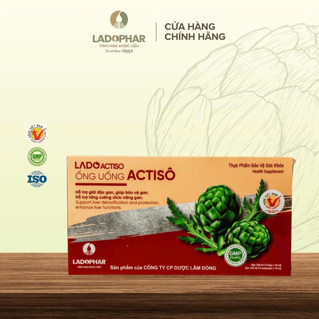 Cao Atiso nước dạng ống uống tuýp hộp 10 ống x 10ml Actiso Ladophar Đà Lạt