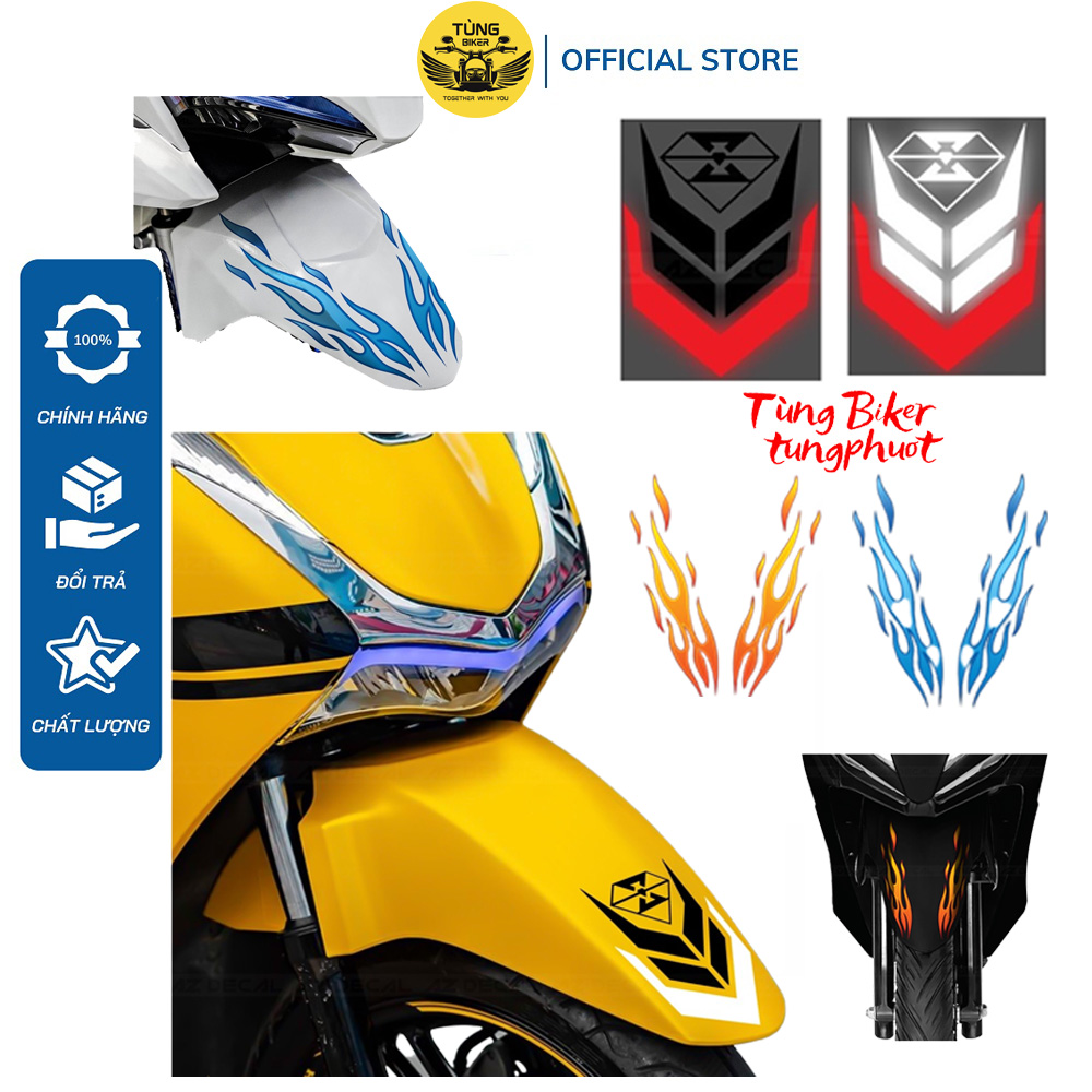 Tem phản quang dè trước, decal dán chắn bùn xe máy chống nước, dễ dán, phù hợp mọi dòng xe