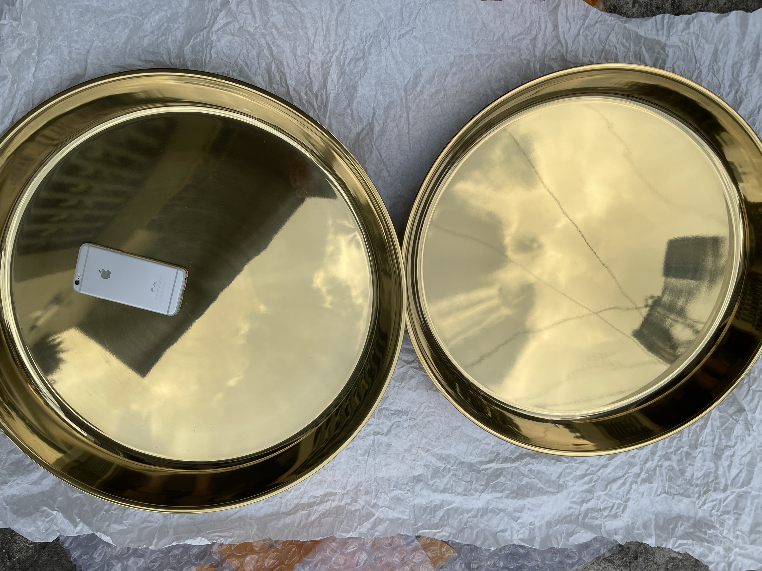 Mâm inox 304 sâu 7cm cao cấp sang trọng vàng ánh kim cho nhà hàng khách sạn sâu cạn 50-55cm Hcm