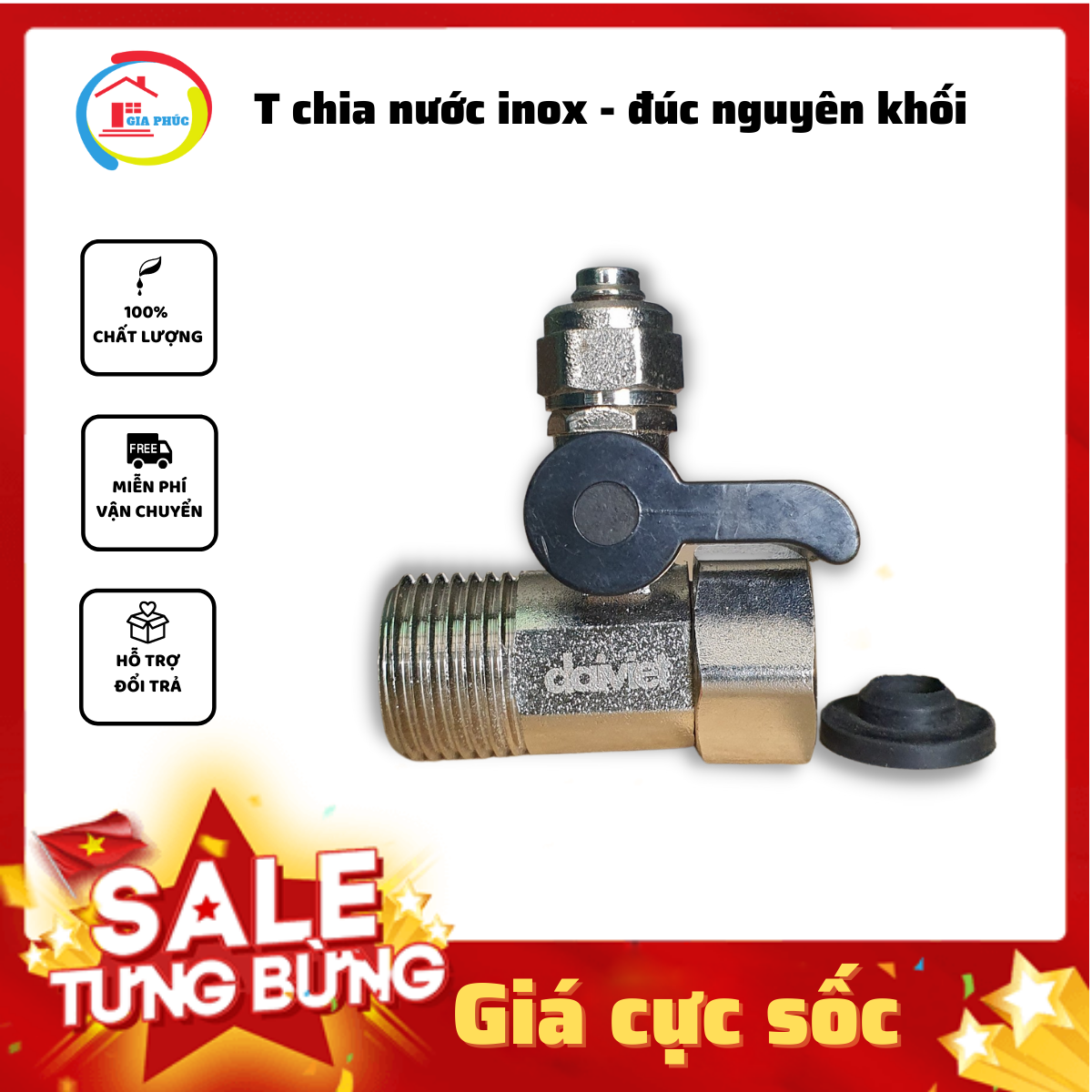 Van khóa máy lọc nước inox đúc nguyên khối - Chính hãng - dành cho máy lọc nước kangaroo, shunhouse, karofi, daikiosan, makano...