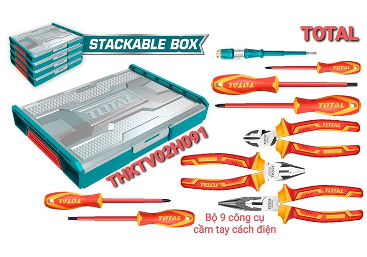 Bộ đồ nghề gia dụng cách điện 9 chi tiết total thktv02h091