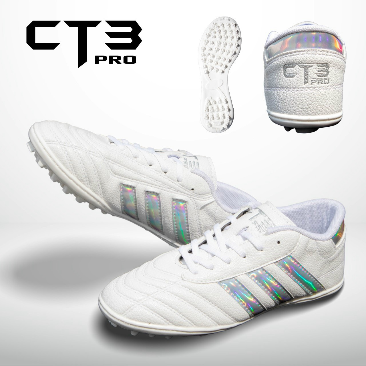 Giày bóng đá 3 sọc loại 1 đế cao su tc3 atom pro