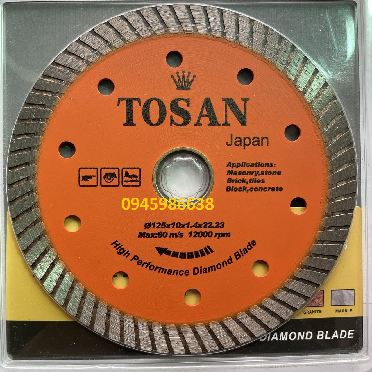 Lưỡi cắt gạch tosan đa năng 125mm. lưỡi cắt gạch đa năng, lưỡi cắt bê tông, cắt đá hoa cương 125mm