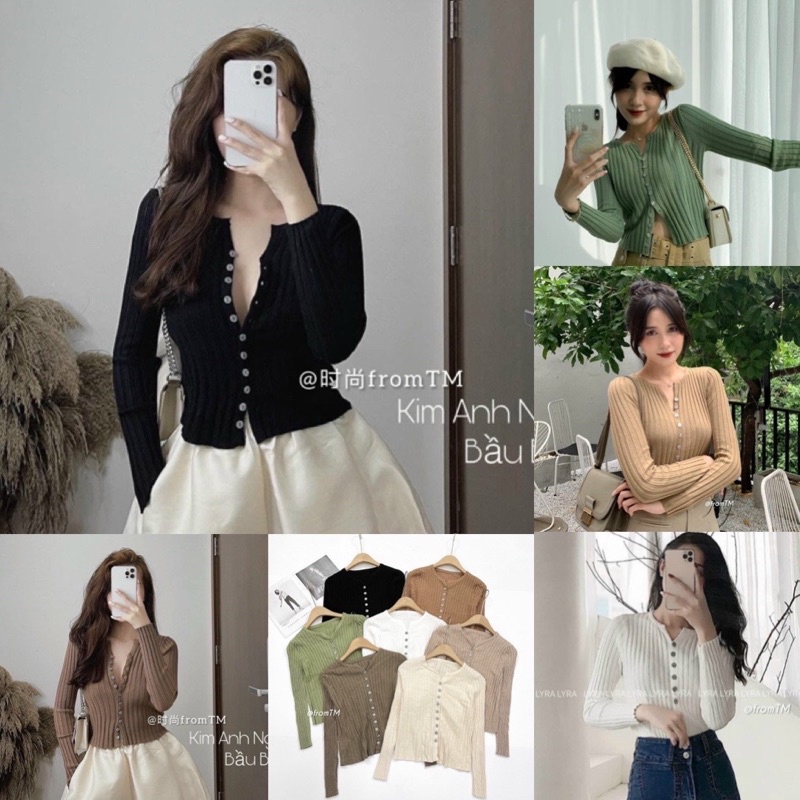 Áo len đũa cúc trước tôn ngực