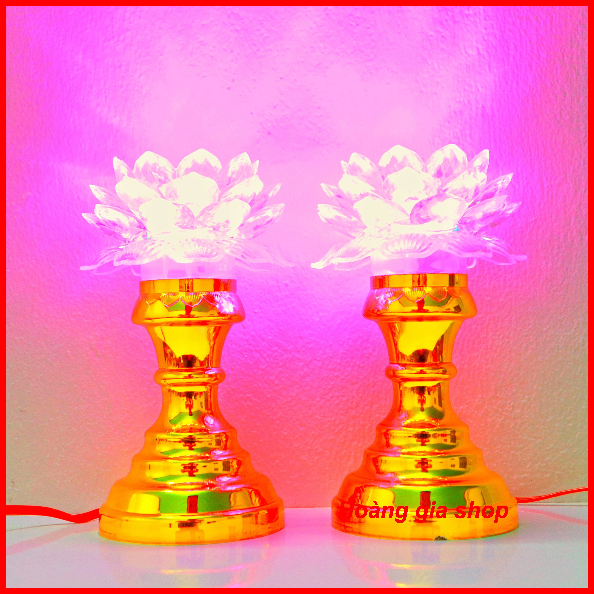  Bộ 2 Đèn thờ đổi màu bóng led cao 17cm đèn để bàn thờ đèn hoa sen đồ thờ cúng bàn thờ gia tiên đèn điện bàn thờ 