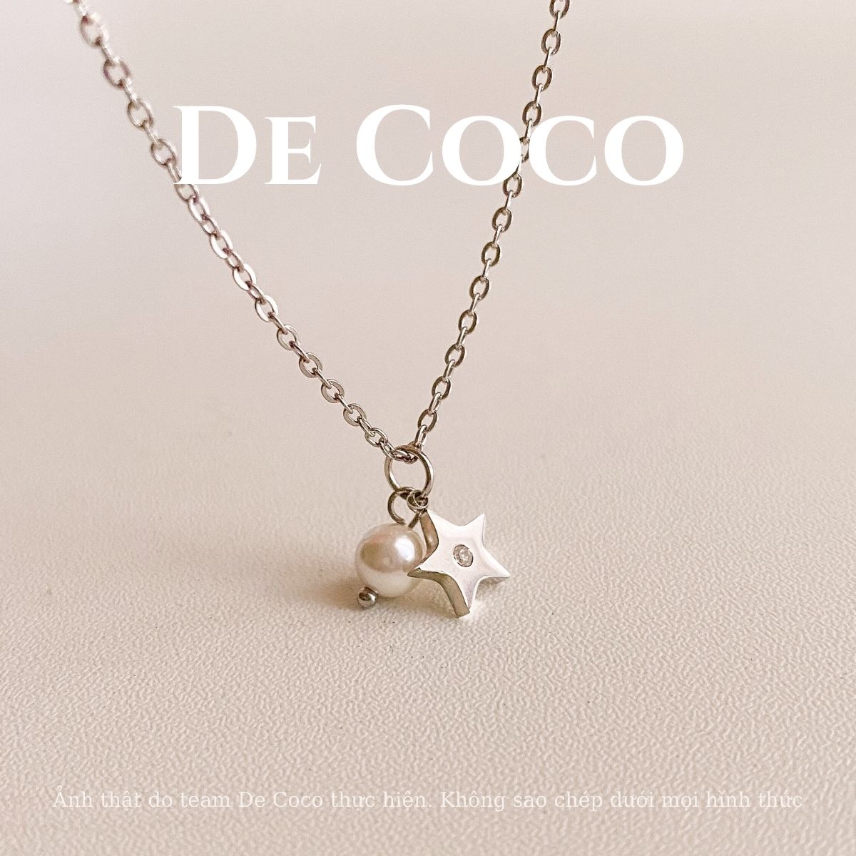 Không đen gỉ - vòng cổ, dây chuyền nữ 2 mặt charm ngọc trai & ngôi sao lila de coco
