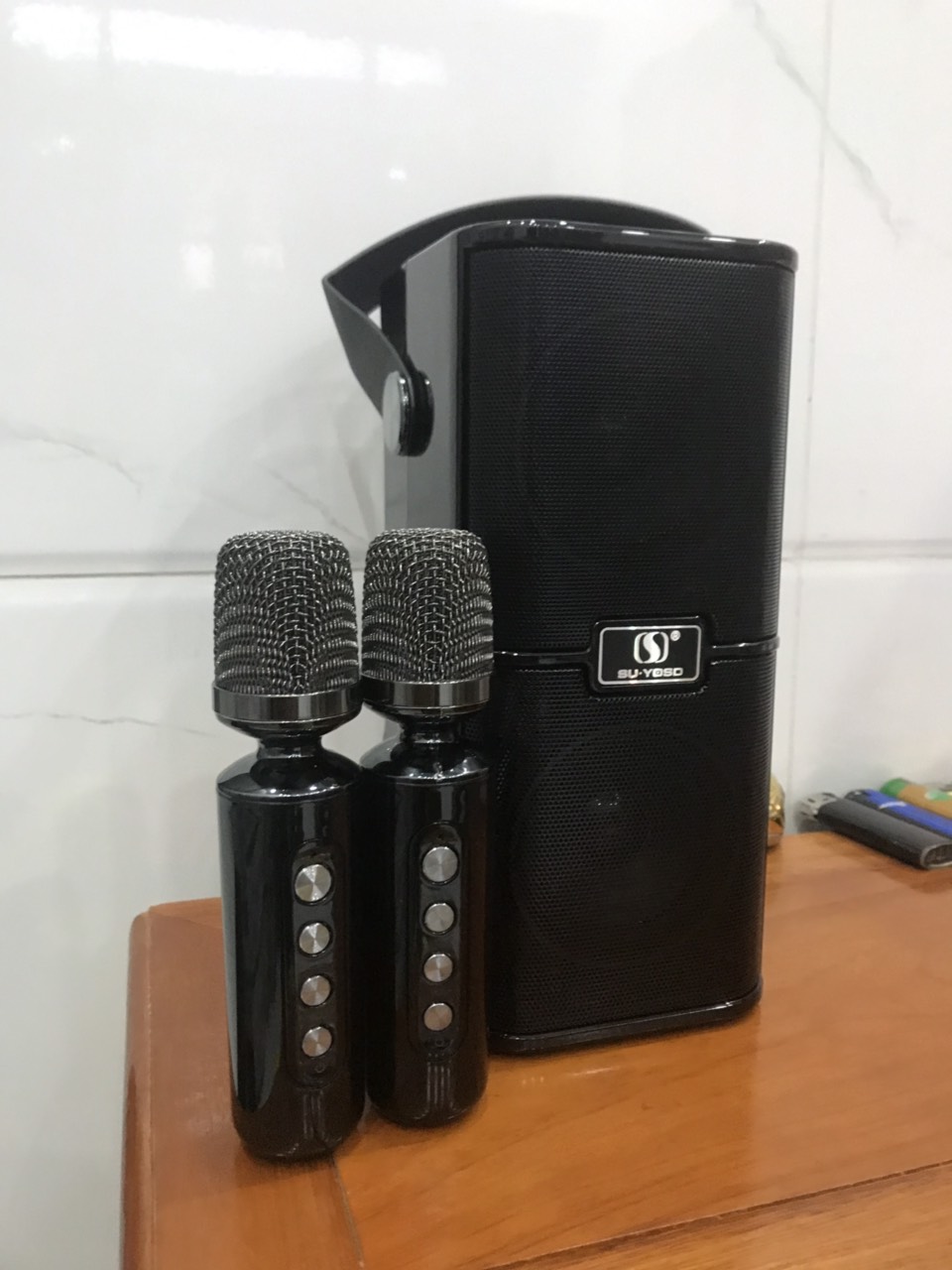 Loa karaoke bluetooth YS218, 2 bass mẫu mới