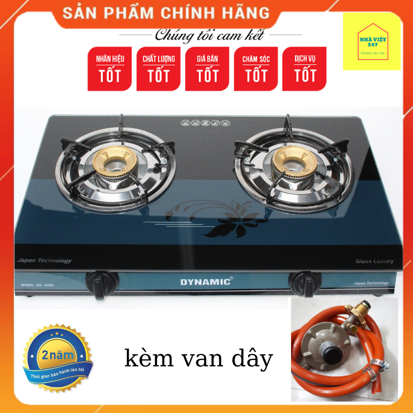 [ FreeShip] Bếp Gas Kính Dinamyt ,mặt kính cường lực sang trọng ,đánh lửa magito siêu bền ,chia lửa đồng thau ,kiềng 5 chân chắc chắn [ NhaViet247] bếp ga đôi bền, đẹp ,tiết kiệm ga ,giá rẻ kèm Van Dây tốt -Bảo Hành 12 tháng