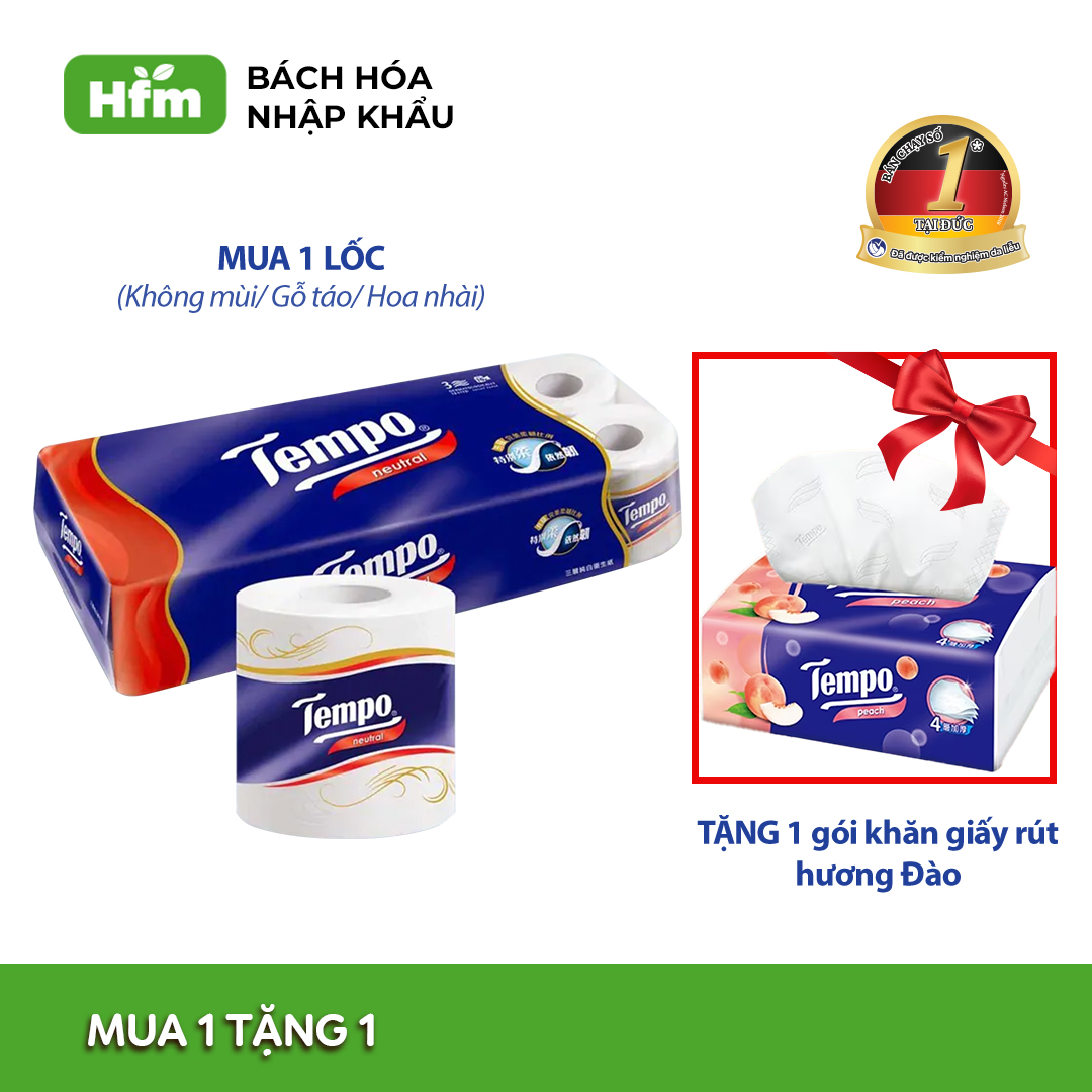 Giấy vệ sinh cao cấp Tempo Toipa - 3 lớp bền dai, an toàn cho da