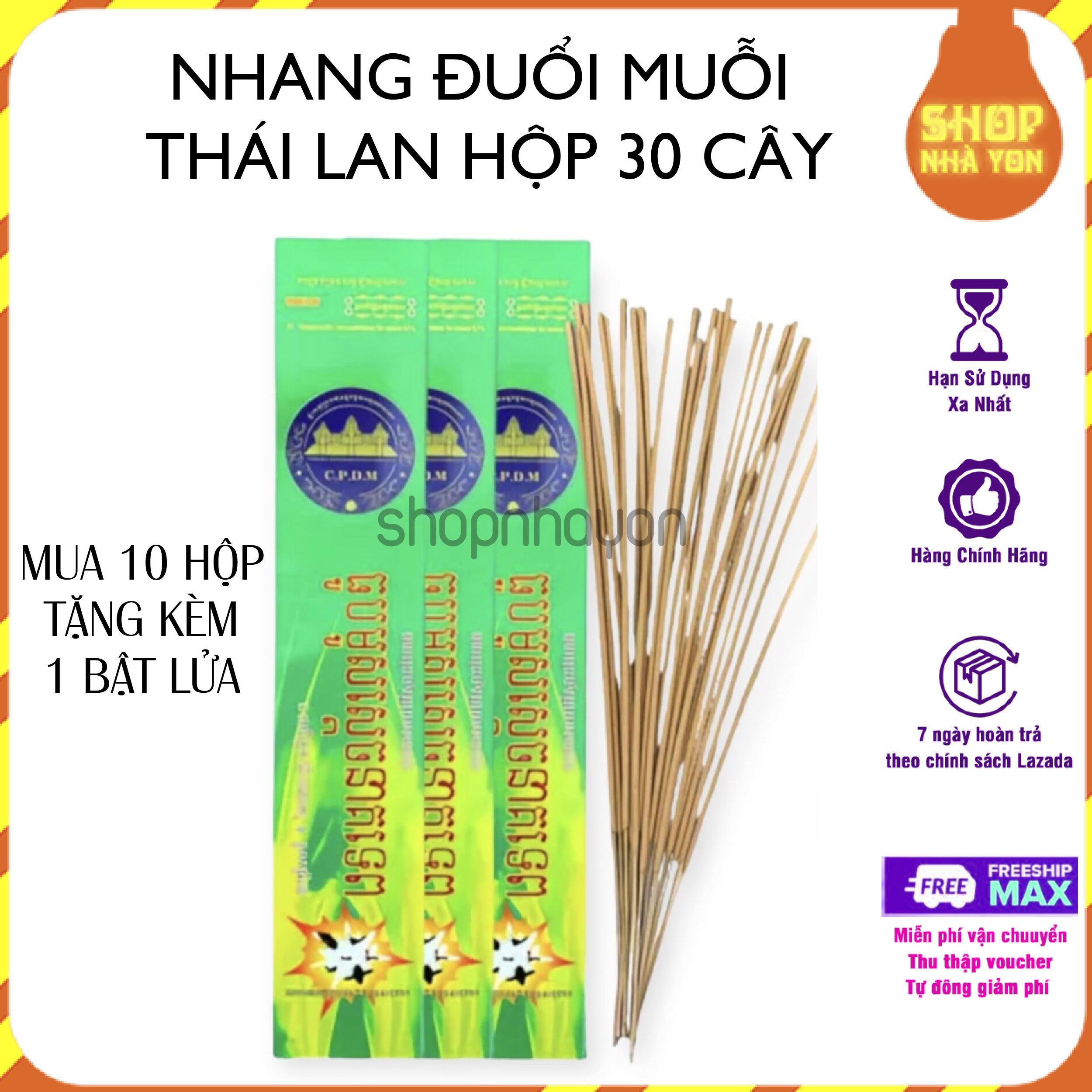 Combo 10 hộp Nhang Muỗi Thái Lan dạng cây