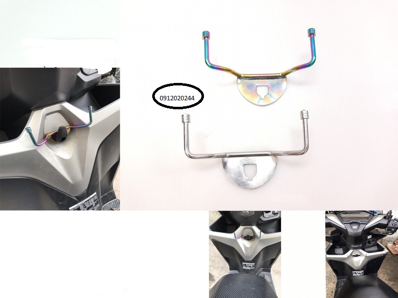 Móc treo đồ xe vario inox & xi titan, móc 2 càng