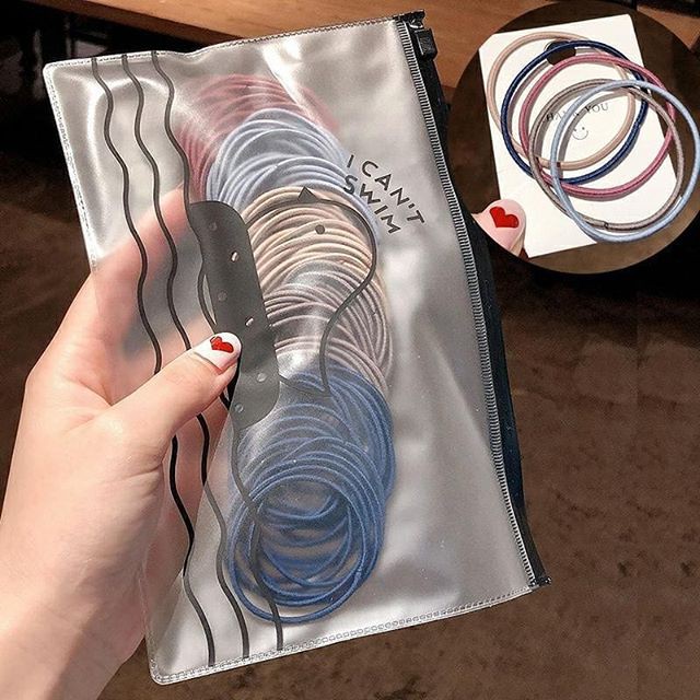 Túi zip 100 thun buộc tóc cột tóc phong cách hàn quốc