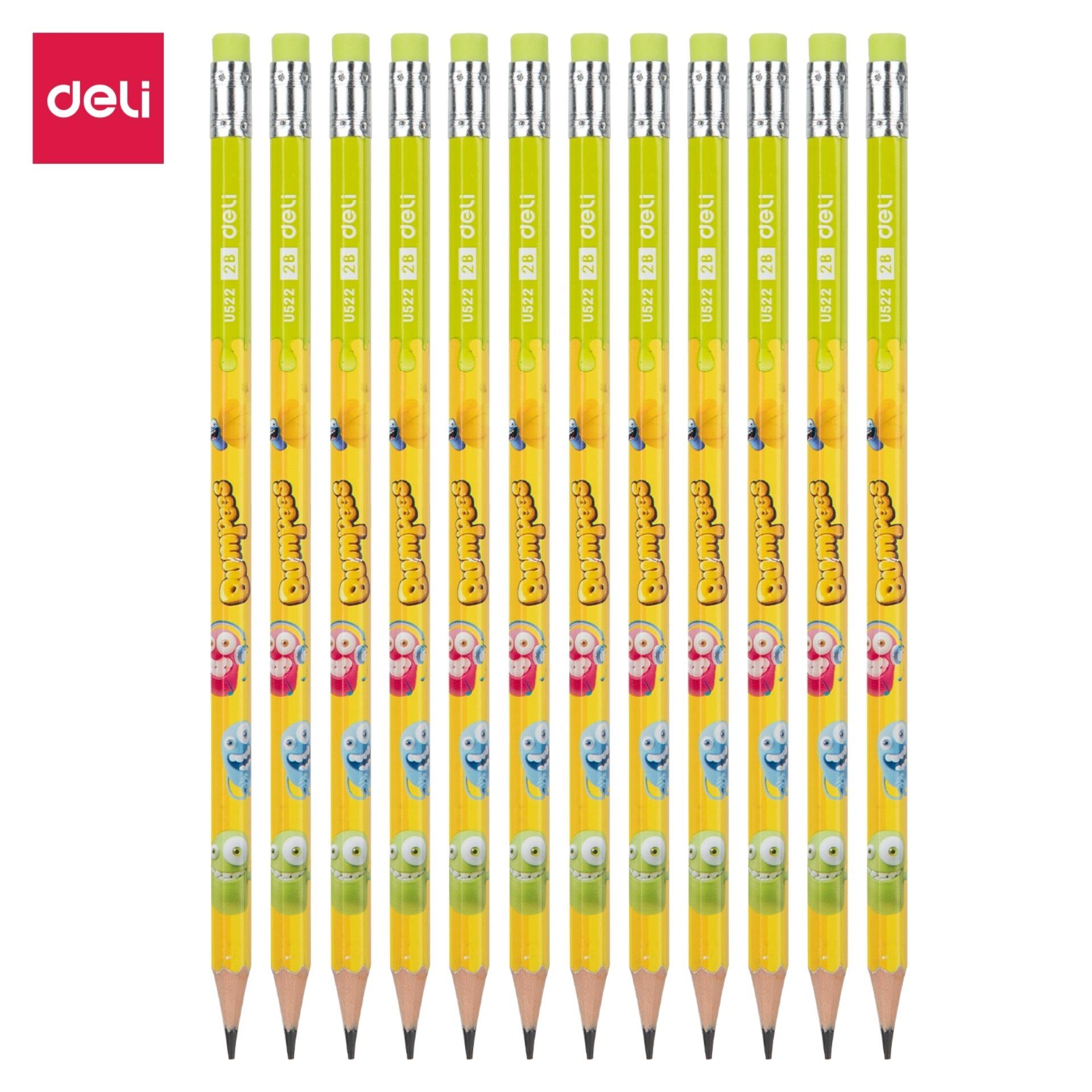 Deli bút chì 2b vàng, xanh lá - 12 cây/hộp eu52200