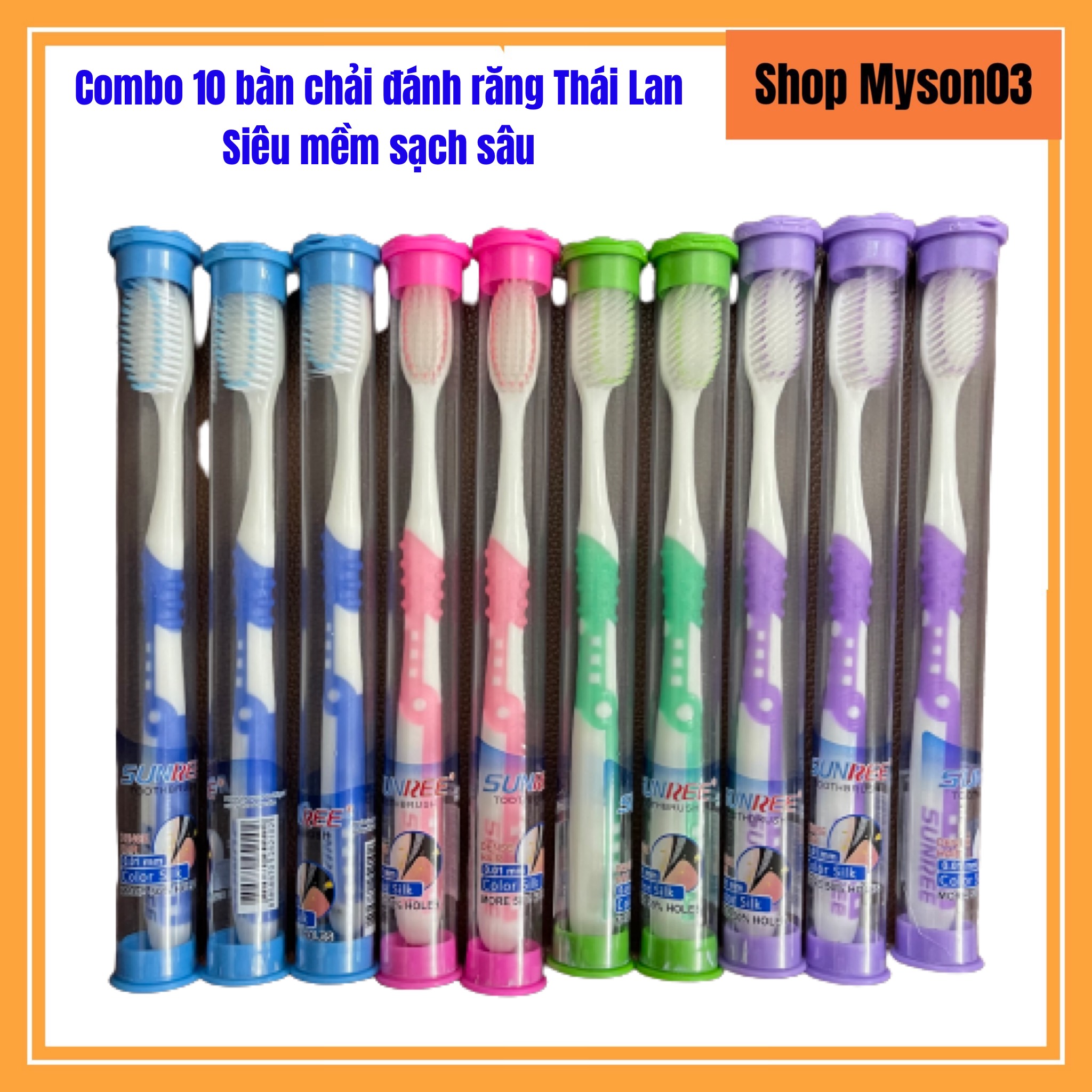 Combo 10 bàn chải đánh răng thái lan siêu mềm sạch sâu - myson03