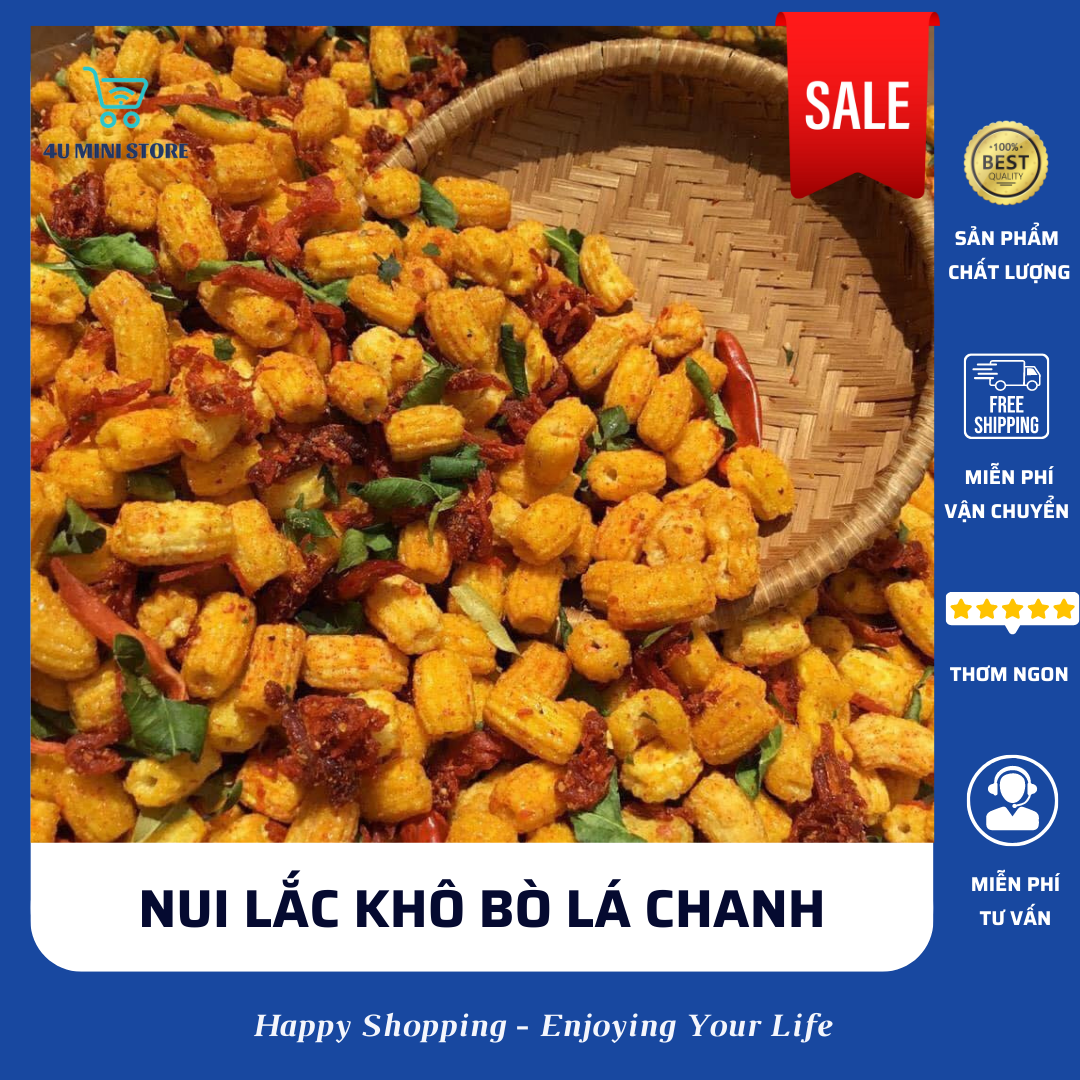 Nui lắc khô bò lá chanh hủ pet 300g