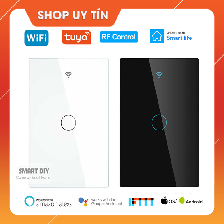 Công tắc thông minh cảm ứng Tuya 1 nút ấn Wifi +RF433 Bảo hành 12 tháng
