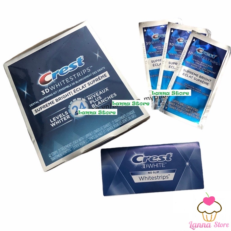 [Hoàn tiền 20%] [HCM]Combo 7 gói miếng dán trắng răng Crest 3D White loại Supreme Flexfit ( Bright )- Mỹ