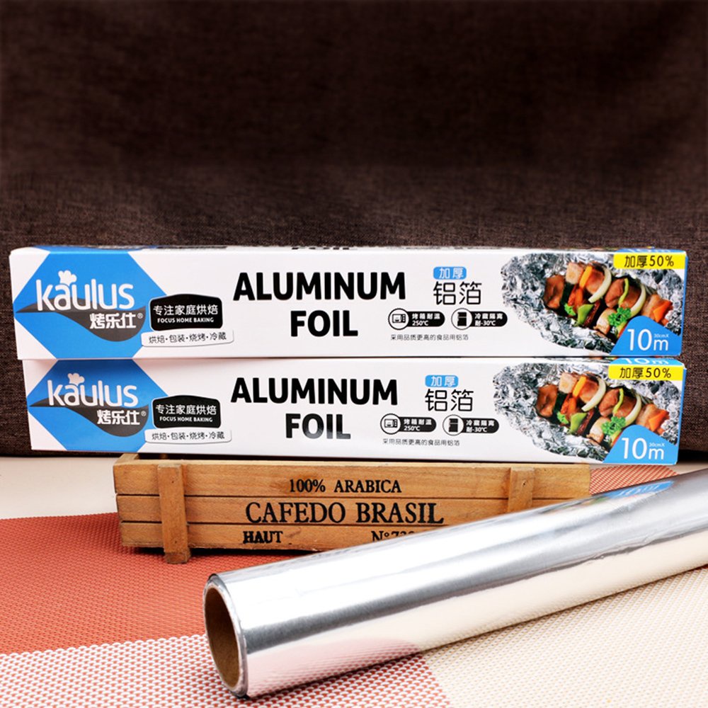 Cuộn giấy bạc nướng nhôm kt 30cm* 10m kaulus bọc thực phẩm dùng cho nồi chiên không dầu, lò nướng, titm46