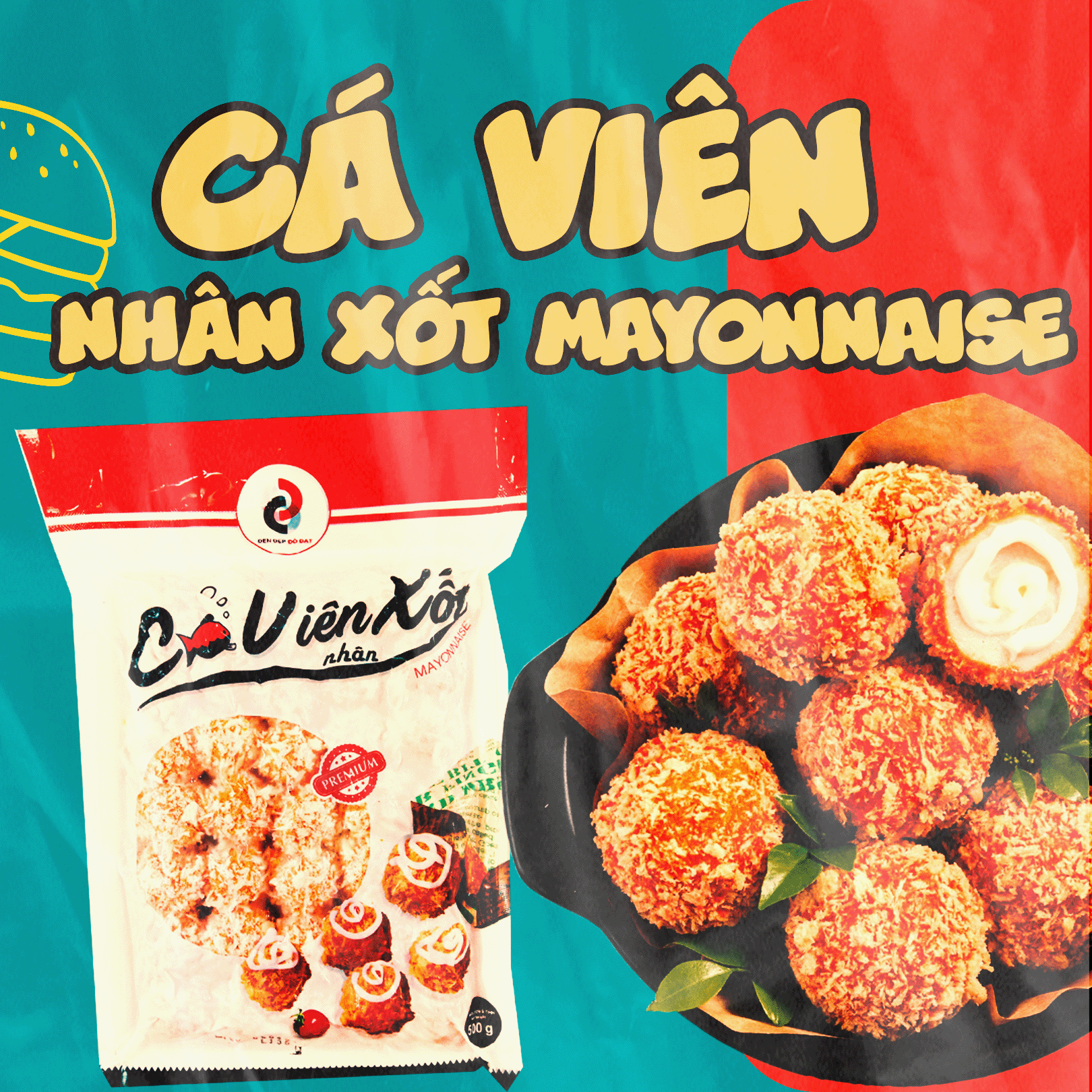 Cá viên nhân xốt mayonnaise