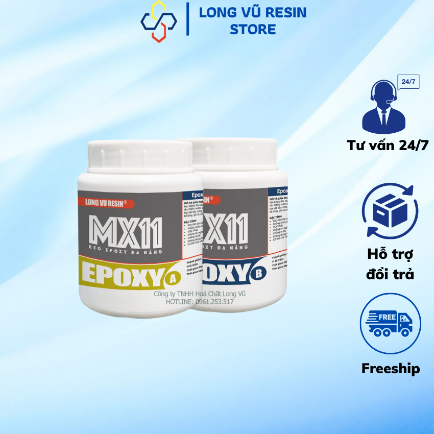 Epoxy Đa Năng MX11 - Keo ab, keo dán sắt, kim loại, keo ab cực dính, keo 2 thành phần, dán sắt dán thép cực dính khô nhanh - Long Vu Resin Store