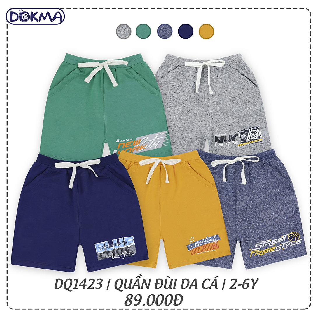 Quần đùi quần ngắn bé trai Dokma - 100% cotton dệt da cá mềm mịn, thoáng mát, chống mài mòn