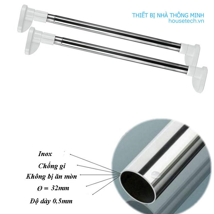 Thanh treo đa năng (1m6-3m) inox  cao cấp chịu tải cao không cần khoen tường thông minh HT07