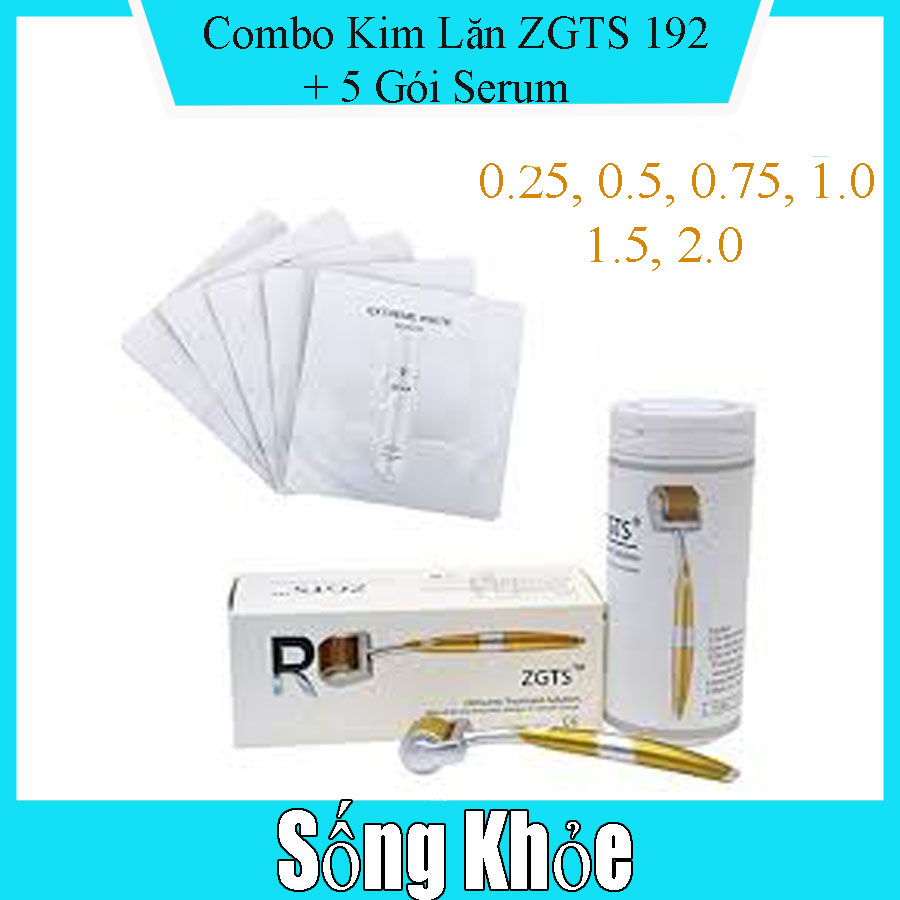 Lăn kim zgts 192 đầu kim 0.5 mm, tặng tinh chất dưỡng trắng da
