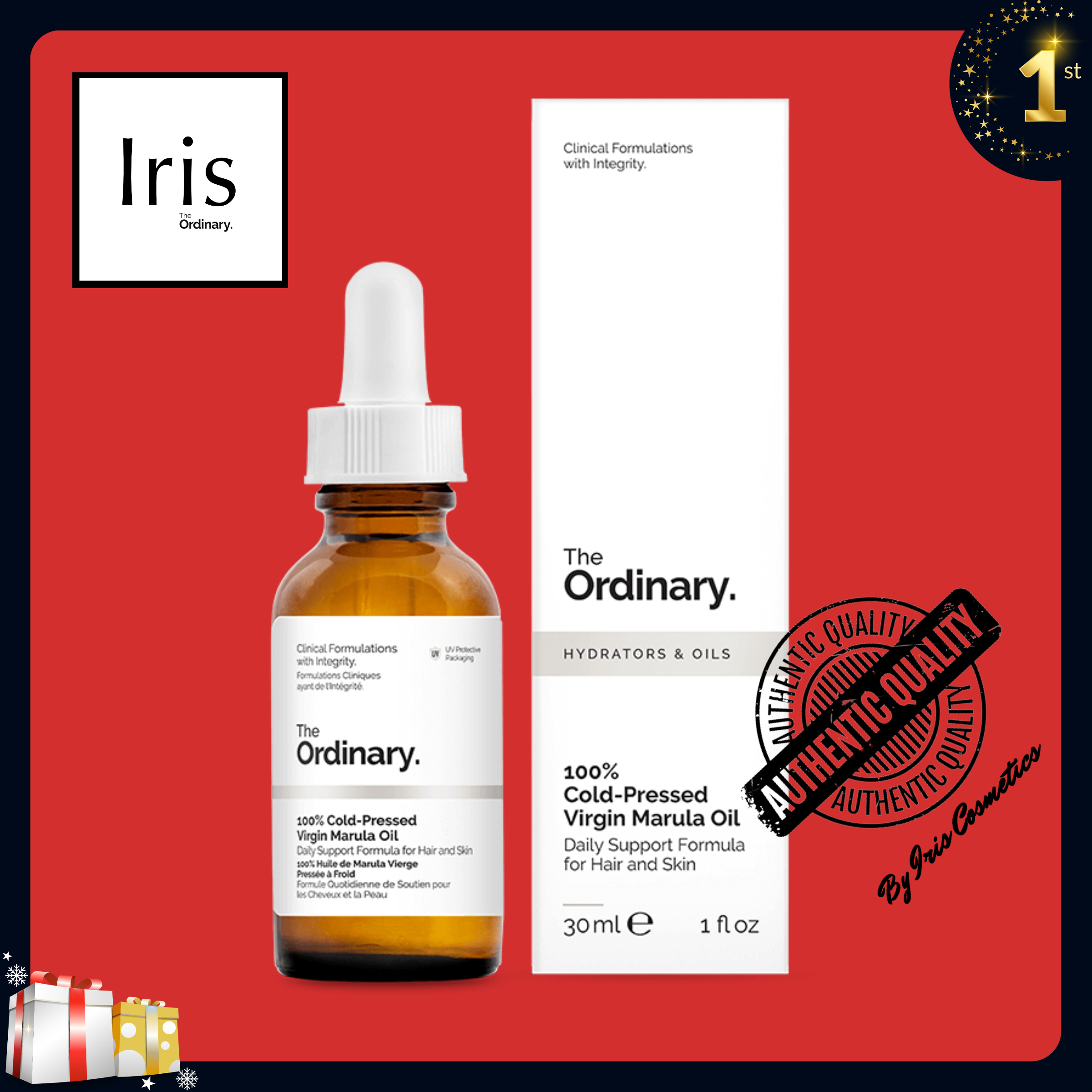 Dầu dưỡng 100% cold-pressed virgin marula oil - the ordinary.