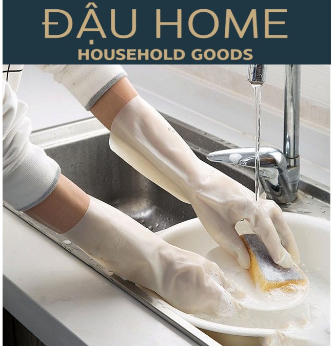 [1 Đôi - 2 chiếc] Găng tay rửa chén bát, giặt giũ cao su siêu dai siêu bền chống trơn trượt - Găng Hoa Hồng - Đậu Home