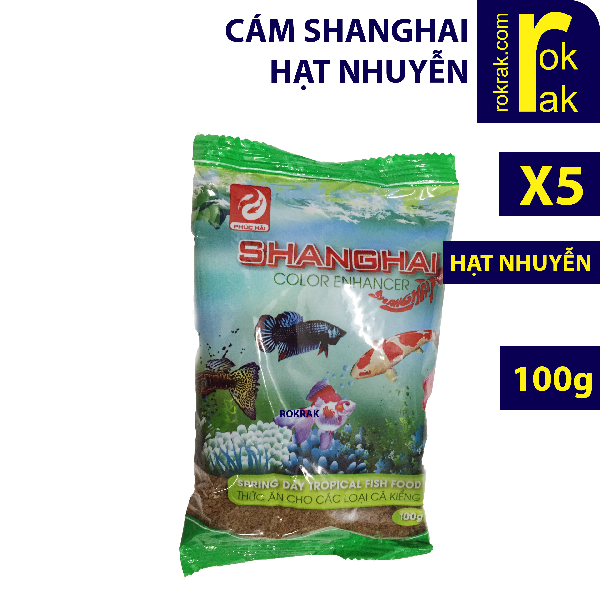 Combo 5 gói cám cá Shanghai 100g hạt nhuyễn thức ăn cho cá nhỏ