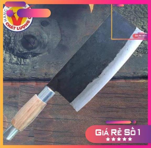 XẢ HÀNG Dao chặt xương vuông (phở chặt) Đa Sỹ rèn thủ công bằng nhíp ô tô (Đen)