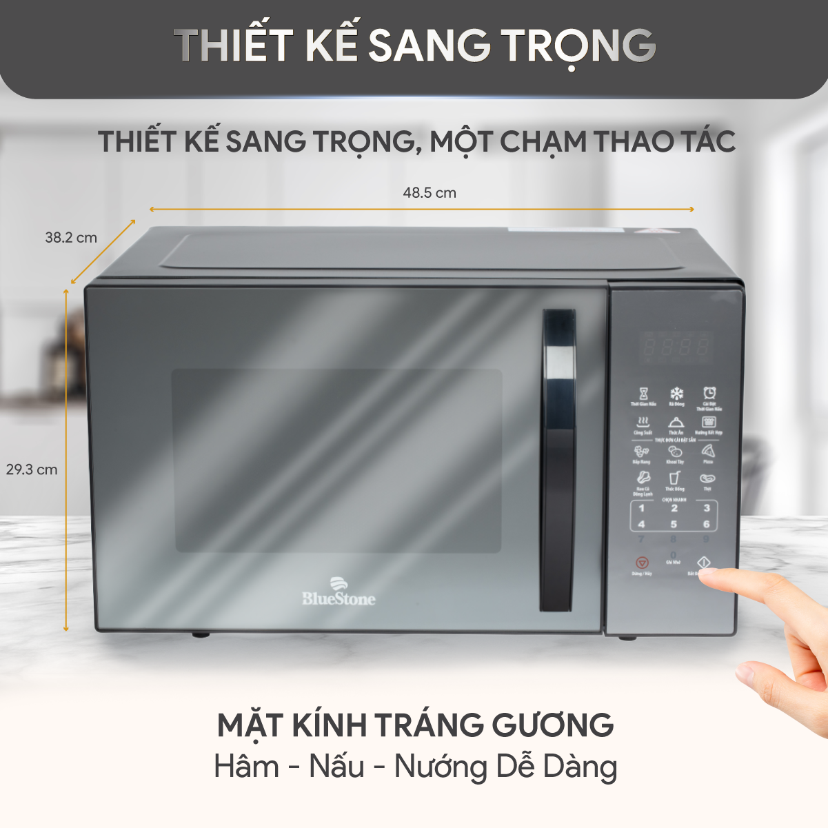 [Trả Góp 0%]Lò Vi Sóng Có Nướng Điện Tử BlueStone MOB-7833 - 25 Lit - Điều khiển điện tử - Bảo hành 2 năm - Hàng chính hãng
