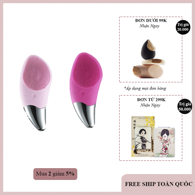 (MUA 1 TẶNG 1) Máy rửa mặt "SONIC" FREESHIP TOÀN QUỐC (BẢO HÀNH 1 ĐỔI 1) mát xa mặt ion, MÁY SILICON máy massage mặt Làm Sạch Sâu cho da khỏe đẹp (KHUYẾN MÃI 3 NGÀY)