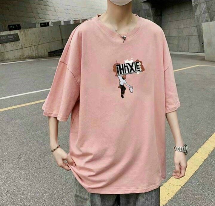 Áo thun nam nữ cặp đôi UNISEX tay lỡ cổ tròn form rộng chất cotton dày mịn in hình hoạt hình