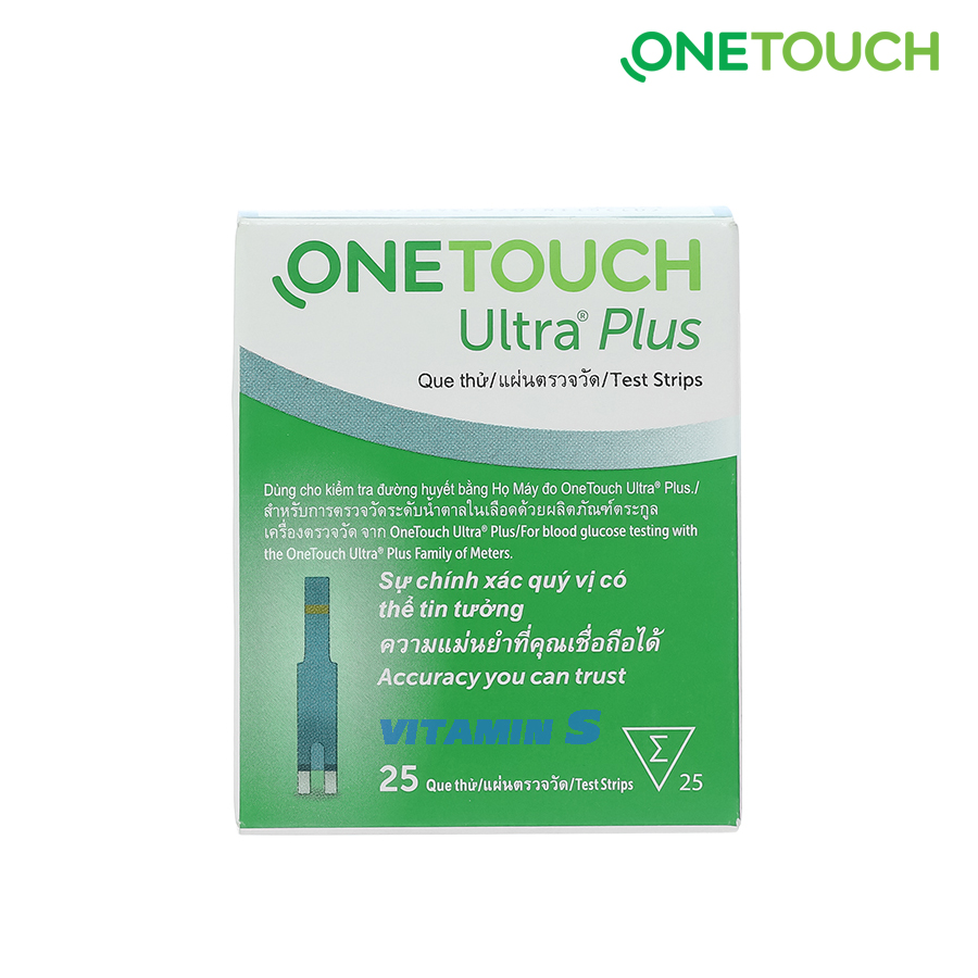 Que thử đường huyết ONETOUCH Ultra Plus Hộp 25 (dùng với máy đo đường huyết ONETOUCH Ultra plus Flex)