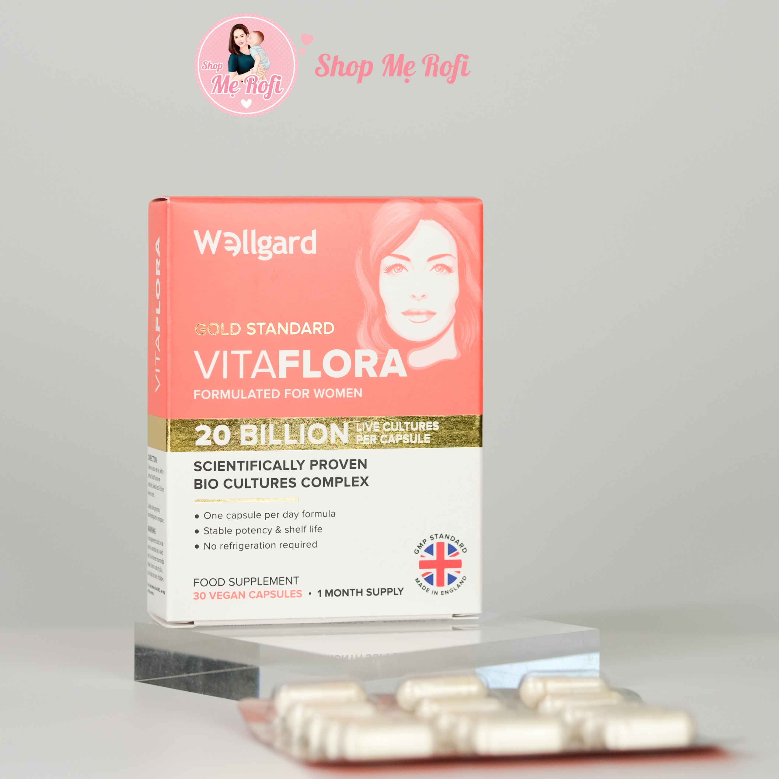 Men vi sinh phụ khoa Vitaflora 20 tỷ CFU lợi khuẩn Mẹ Rofi