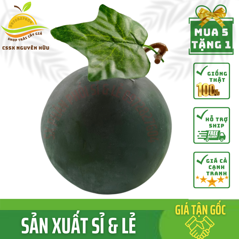 Trái Giả Trái Dưa Hấu Tròn Lớn (14*14 cm) mô hình Việt Nam công nghệ Thái Lan GIỐNG THẬT 99%- Dùng trang trí nhà cửa, hàng quán decor chụp ảnh, quay phim