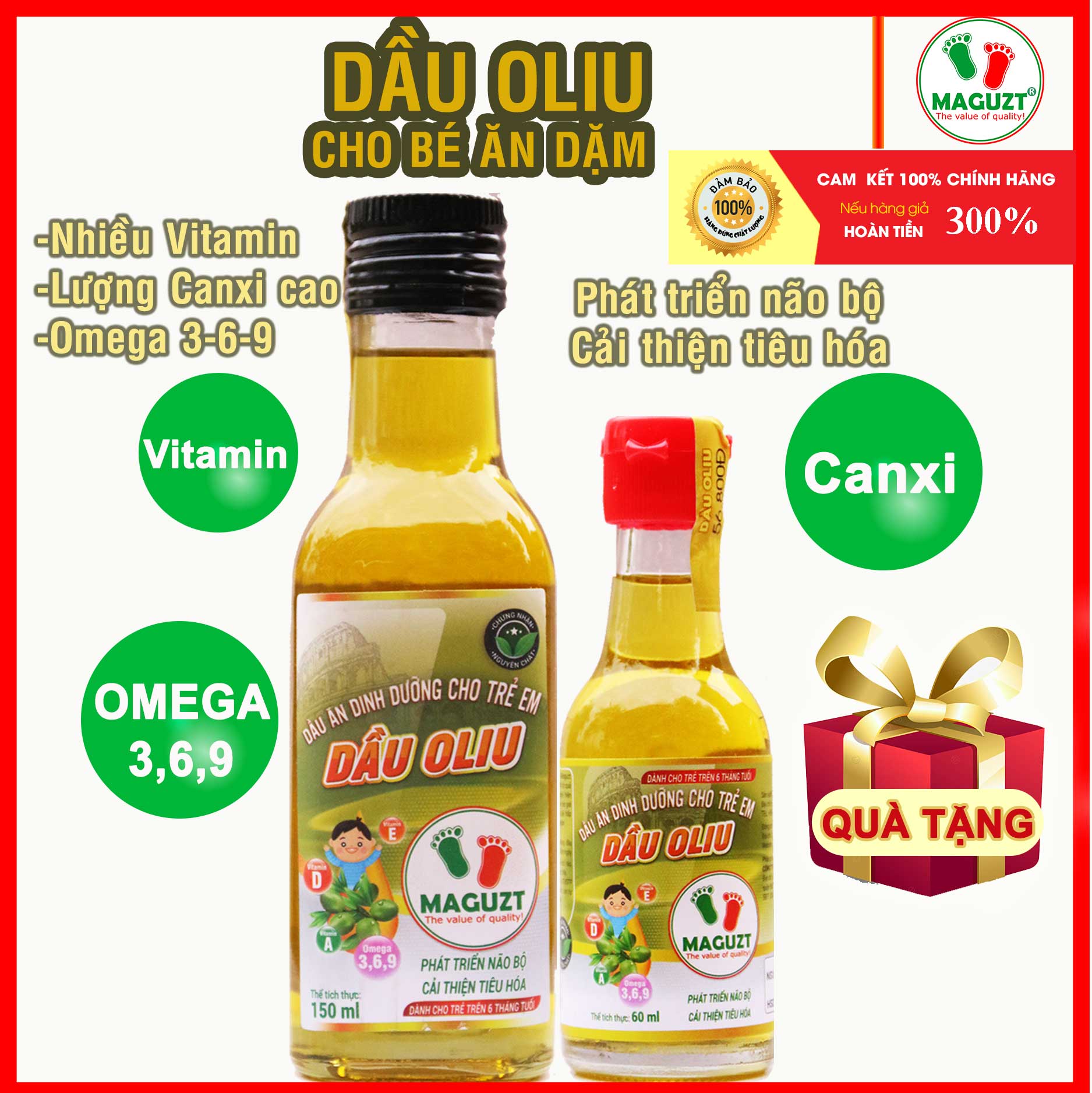 Dầu Oliu Cho bé ăn dặm Maguzt Nguyên chất