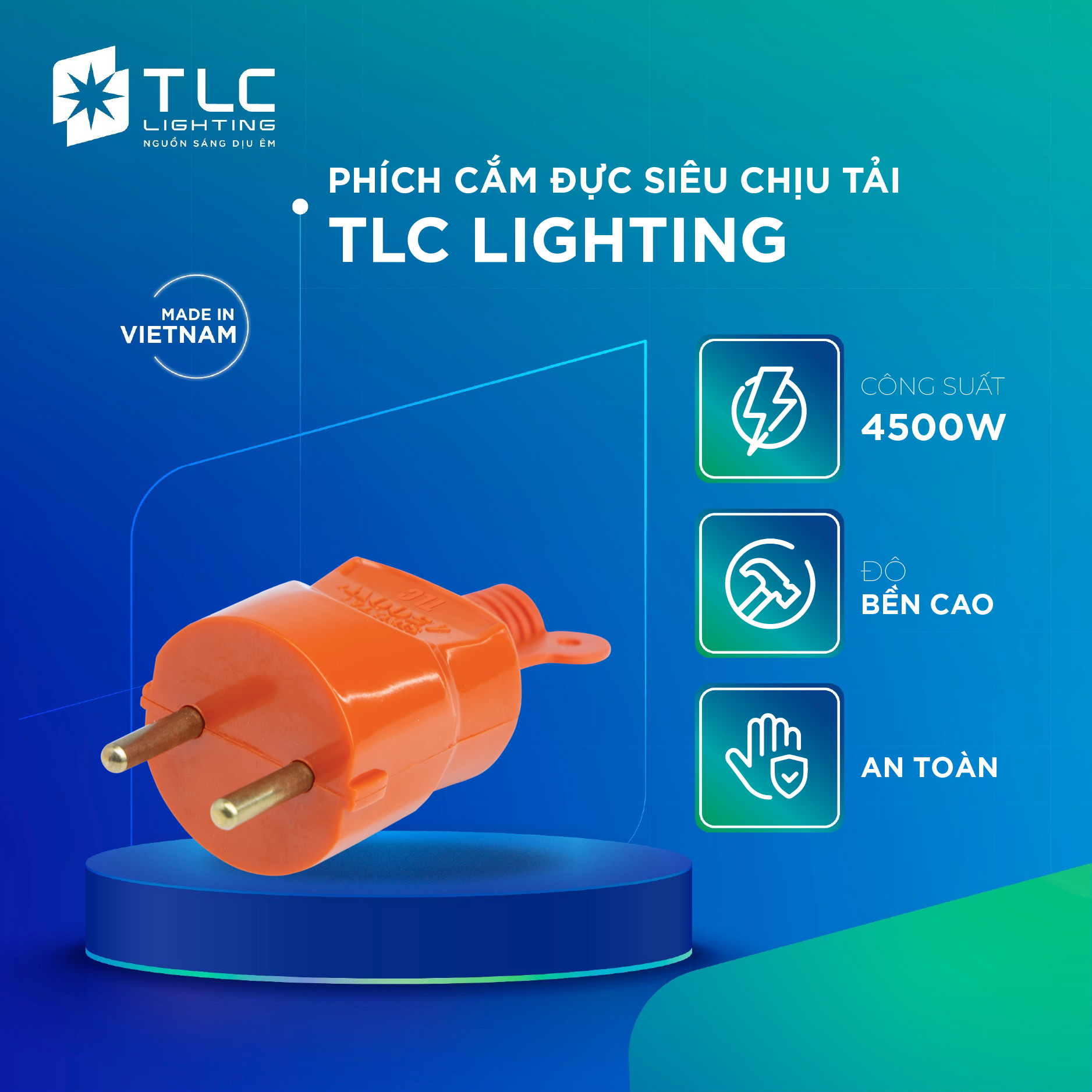 Phích cắm đực siêu chịu tải tlc lighting, công suất 4500w