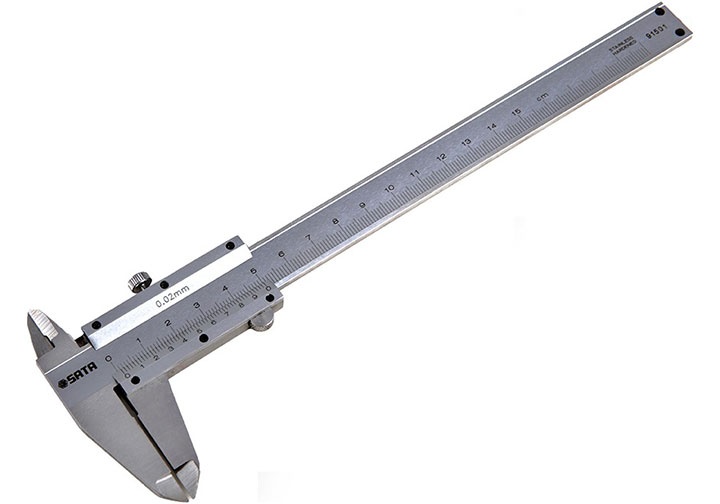 Thước căp cơ đo đường kính 0 - 150mm độ phân giải: 0,02mm; độ chính xác: 0,03mm chất liệu: thép không gỉ sata 91501