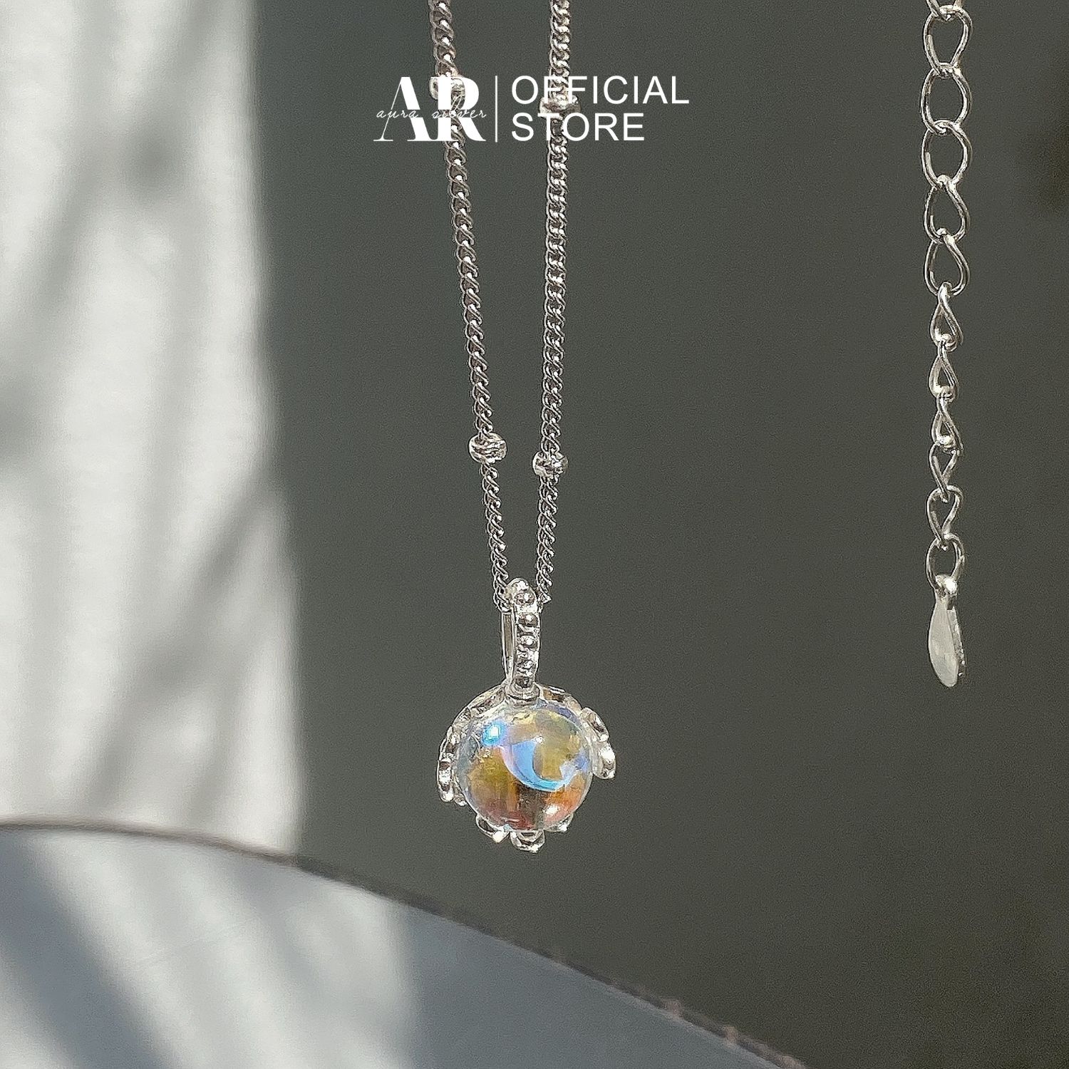Dây chuyền nữ bạc 925 vòng cổ đá mặt trăng Moonligh-Dc02-AuraSilver