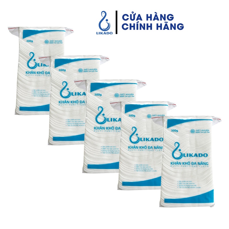 Khăn khô đa năng cho bé likado 300g COMBO 5 BỊCH  (gấp đôi)