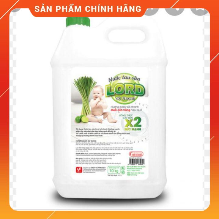 Nước lau sàn sả chanh Lord 10 kg - đuổi côn trùng, thơm sàn nhà, hương thơm giảm stress và sạch khuẩn tuyệt đối, an toàn với cả trẻ em
