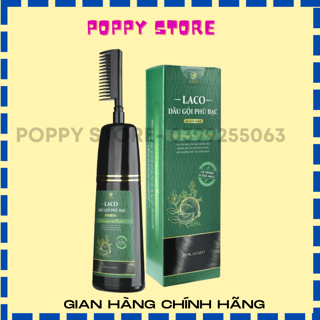 Dầu gội phủ bạc thảo dược laco black hair 200ml - gội là đen nhuộm tóc tự tin sau 9 phút