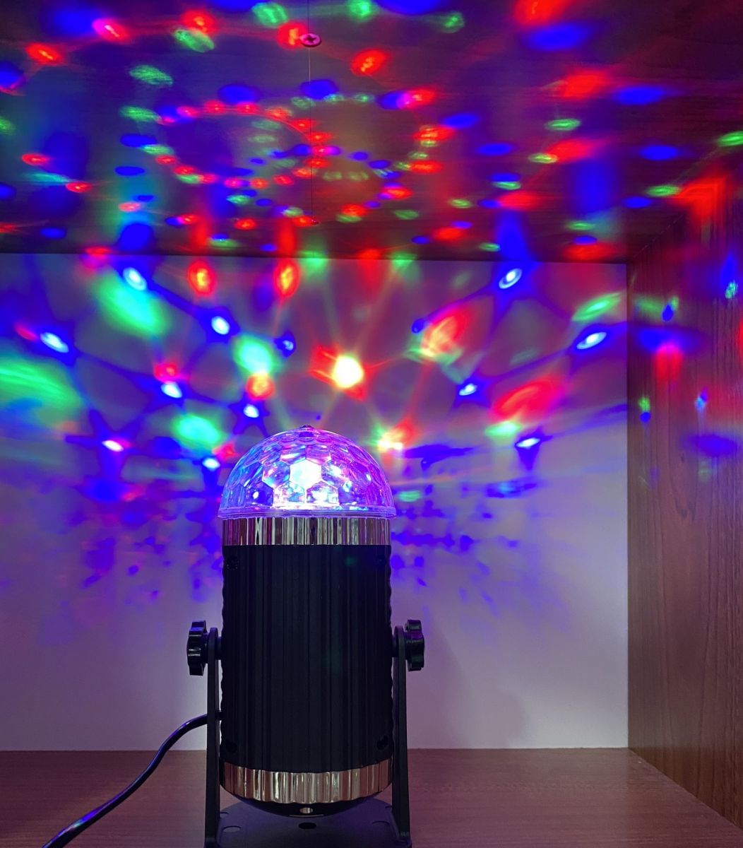 Bóng Đèn trụ xoay mini, Đèn cảm ứng nhạc, Đèn Led xoay 7 Màu Vũ Trường.
