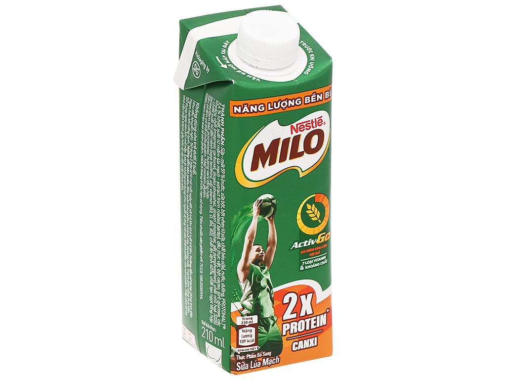 Sữa lúa mạch Milo nắp vặn hộp 210ml
