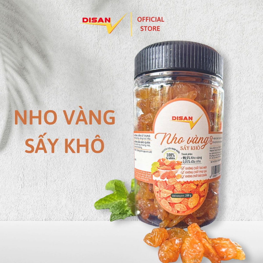 Nho vàng sấy khô 200gr healthy shop
