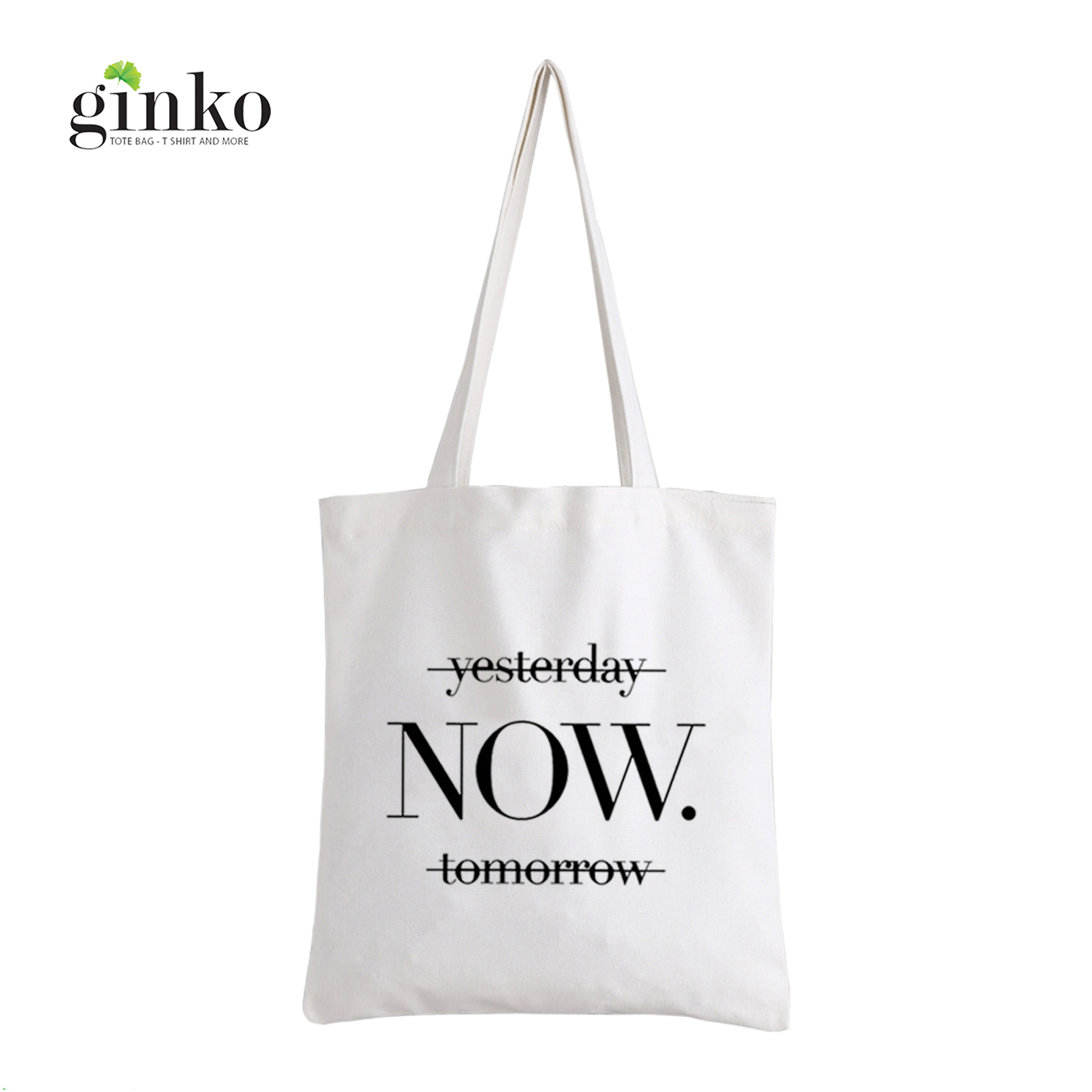 Túi Vải Tote GINKO Kiểu Basic Dây Kéo In Hình Now G02