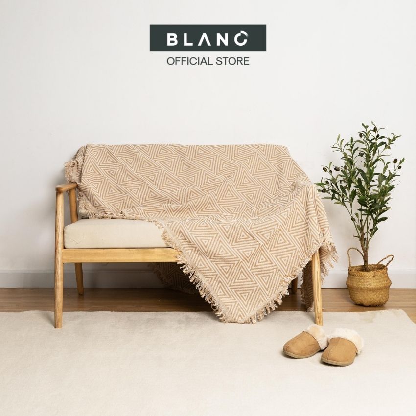 Chăn phủ sofa khăn phủ sofa chăn phủ giường chăn sofa trang trí decor burley blanc'
